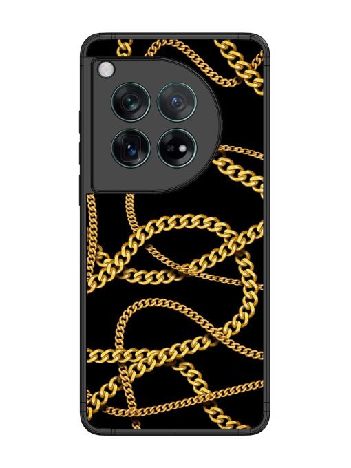 Decorative Golde Chain Glossy Metal Phone Cover for Oneplus 12 (5G)