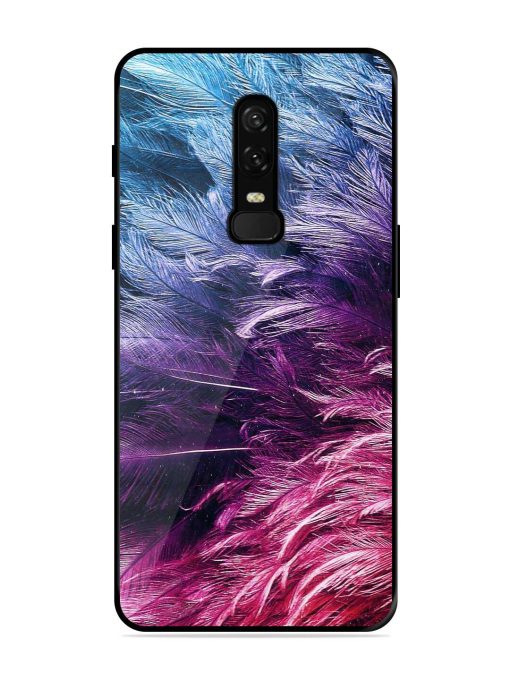 Light Grey Feather Background Glossy Metal Phone Cover for Oneplus 6