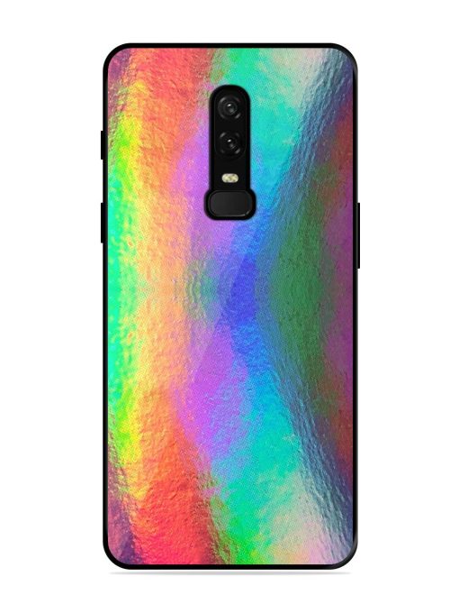 Colorful Holographic Background Glossy Metal TPU Phone Cover for Oneplus 6