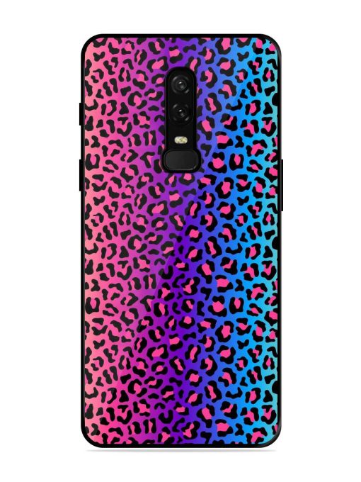 Colorful Leopard Seamless Glossy Metal Phone Cover for Oneplus 6 Zapvi