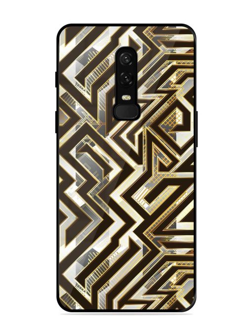 Technology Geometric Seamless Glossy Metal Phone Cover for Oneplus 6 Zapvi