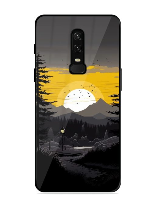 Sunset Vector Glossy Metal Phone Cover for Oneplus 6