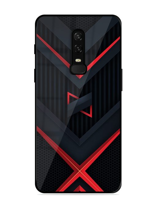 Red Gray Abstract Glossy Metal Phone Cover for Oneplus 6