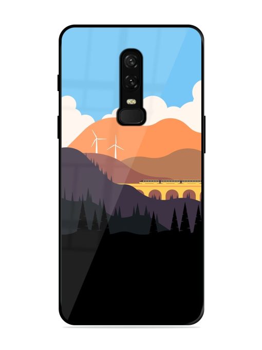 Minimal Mountain Vector Glossy Metal Phone Cover for Oneplus 6