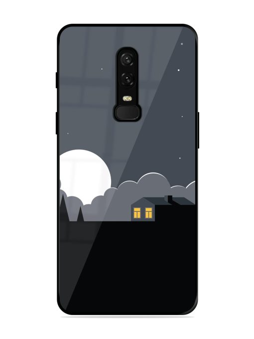 Full Moon Vector Art Glossy Metal Phone Cover for Oneplus 6