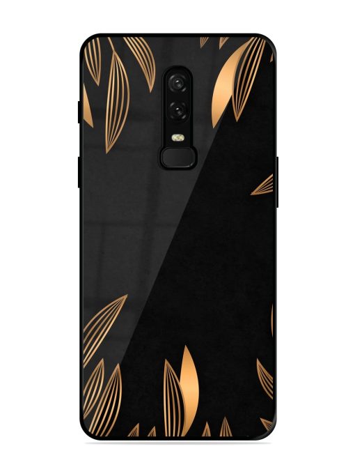 Golden Leaf Pattern Glossy Metal Phone Cover for Oneplus 6