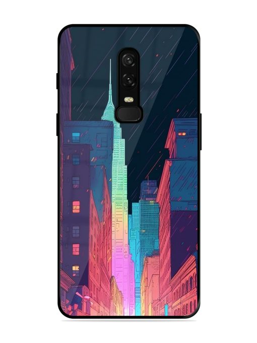 Minimal City Art Glossy Metal Phone Cover for Oneplus 6