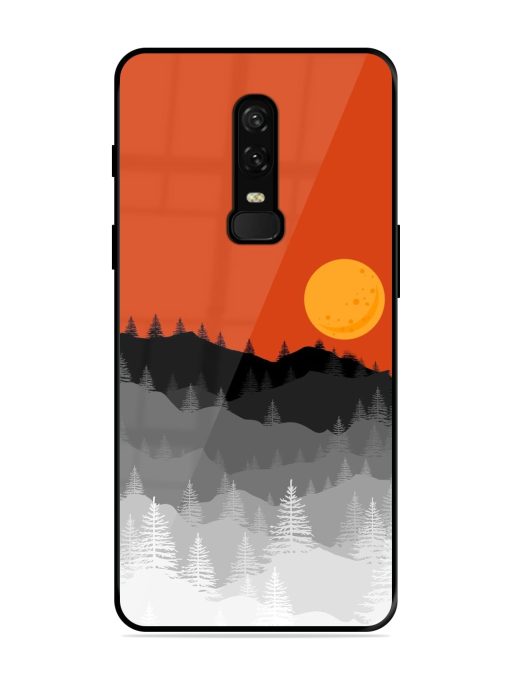 Mountain Lofi Sun Glossy Metal Phone Cover for Oneplus 6