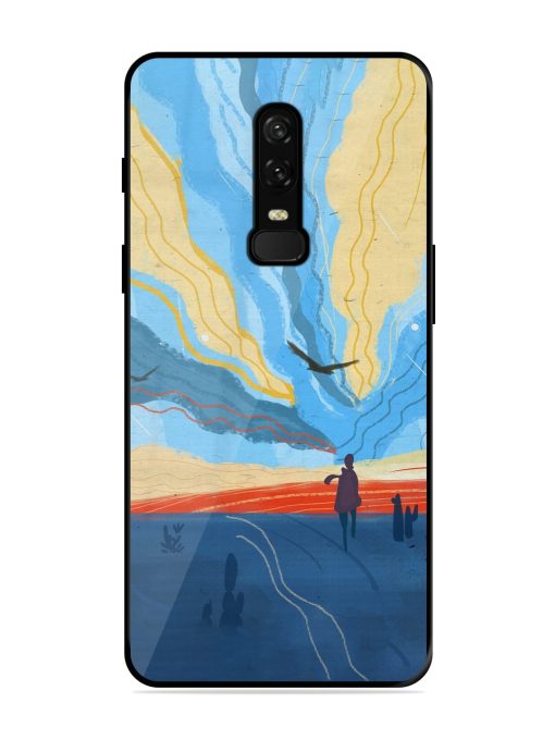 Minimal Abstract Landscape Glossy Metal Phone Cover for Oneplus 6