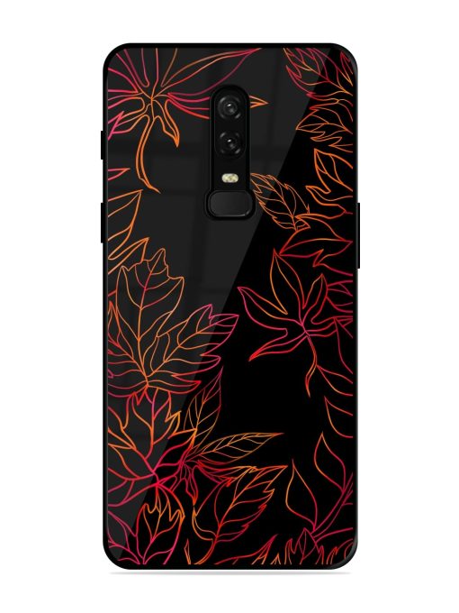 Red Floral Pattern Glossy Metal Phone Cover for Oneplus 6