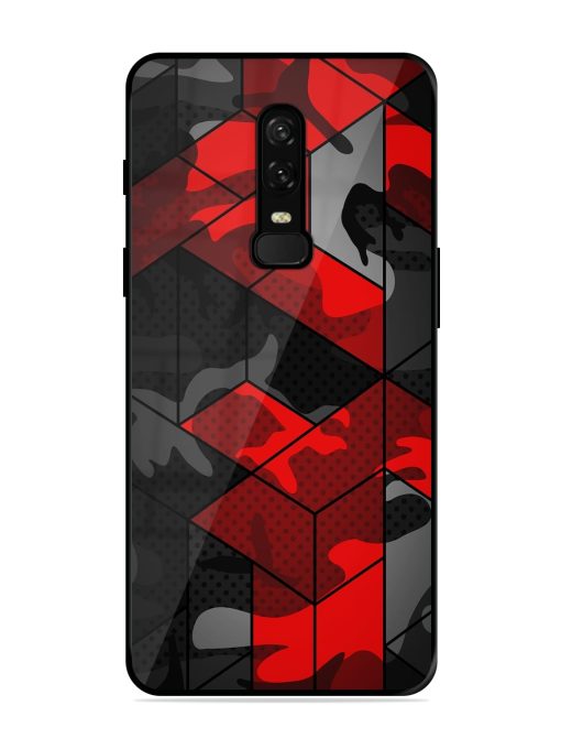 Royal Red Camouflage Pattern Glossy Metal Phone Cover for Oneplus 6