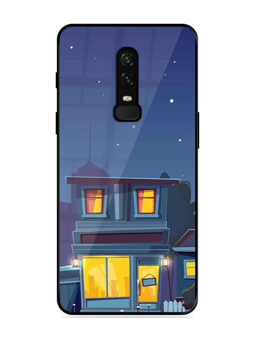 Vector Night House Glossy Metal Phone Cover for Oneplus 6