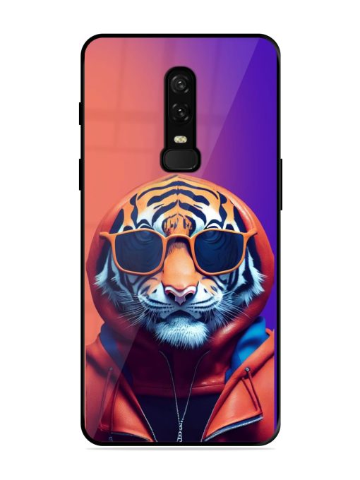 Tiger Animation Glossy Metal Phone Cover for Oneplus 6