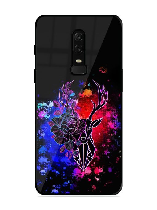 Floral Deer Art Glossy Metal Phone Cover for Oneplus 6 Zapvi