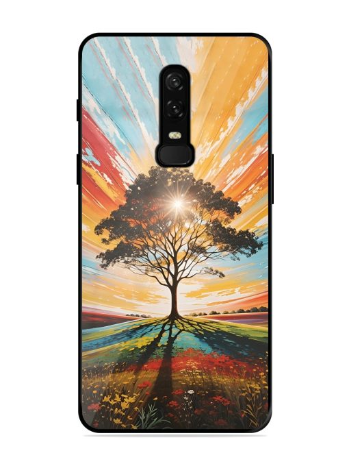 Abstract Tree Colorful Art Glossy Metal Phone Cover for Oneplus 6 Zapvi