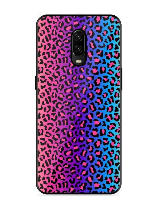 Colorful Leopard Seamless Glossy Metal Phone Cover for Oneplus 6T Zapvi