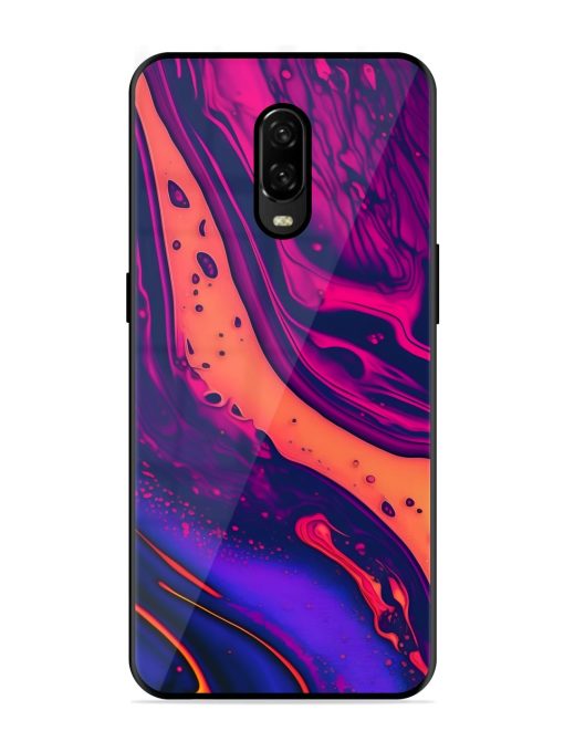 Fluid Blue Pink Art Glossy Metal Phone Cover for Oneplus 6T Zapvi