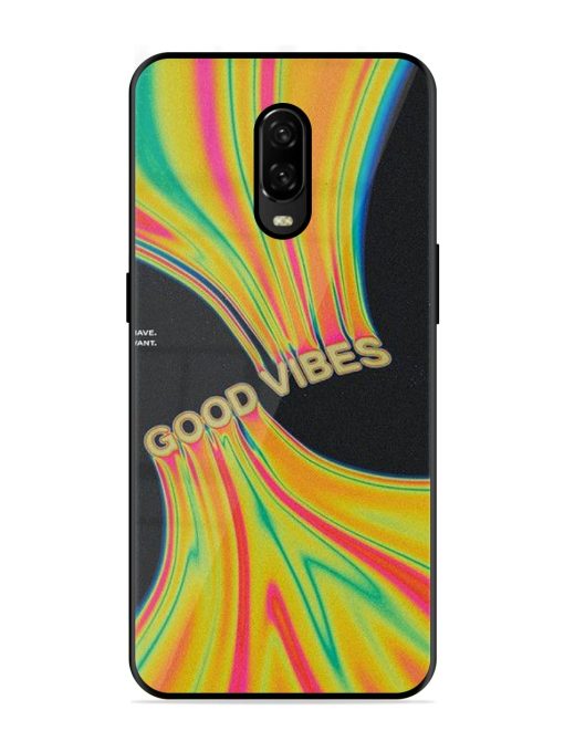 Good Vibes Glossy Metal Phone Cover for Oneplus 6T Zapvi