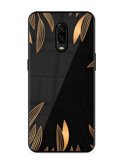 Golden Leaf Pattern Glossy Metal Phone Cover for Oneplus 6T Zapvi