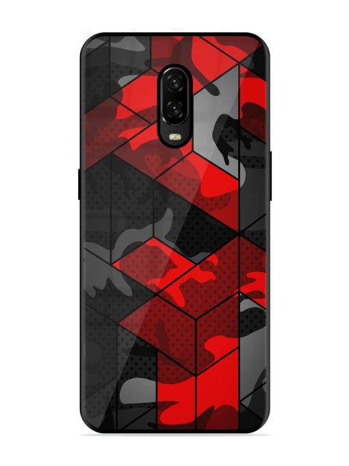 Royal Red Camouflage Pattern Glossy Metal Phone Cover for Oneplus 6T Zapvi