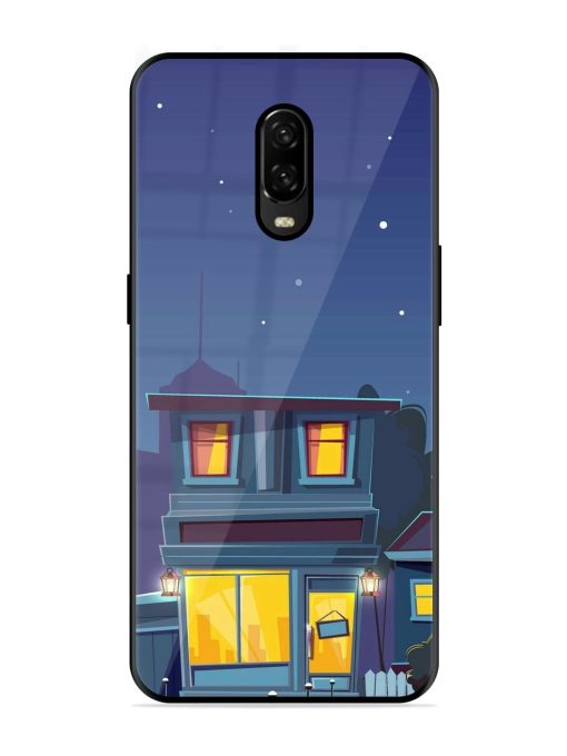 Vector Night House Glossy Metal Phone Cover for Oneplus 6T Zapvi