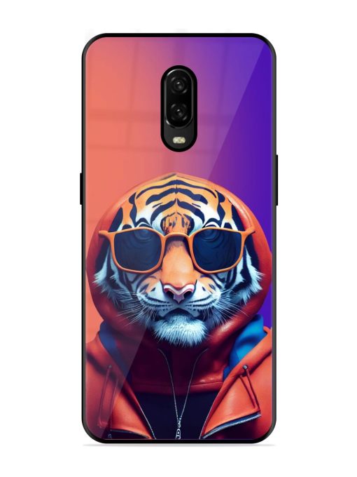 Tiger Animation Glossy Metal Phone Cover for Oneplus 6T Zapvi