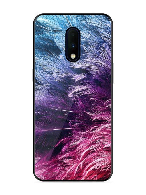 Light Grey Feather Background Glossy Metal Phone Cover for Oneplus 7