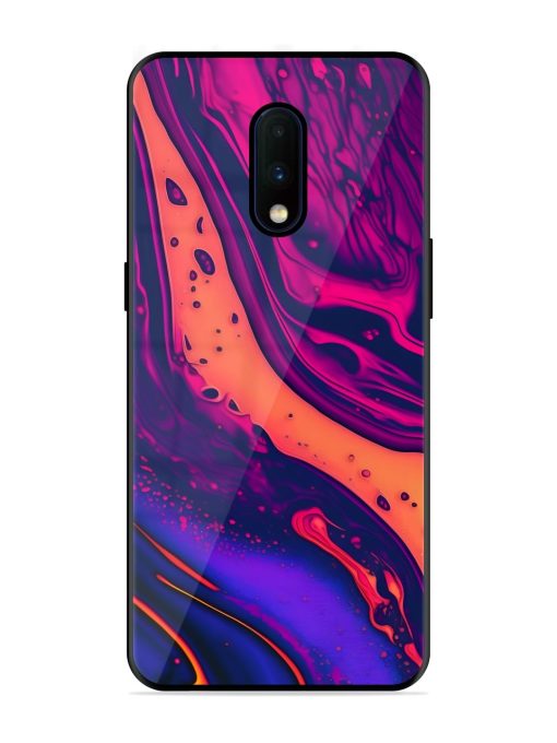 Fluid Blue Pink Art Glossy Metal Phone Cover for Oneplus 7 Zapvi