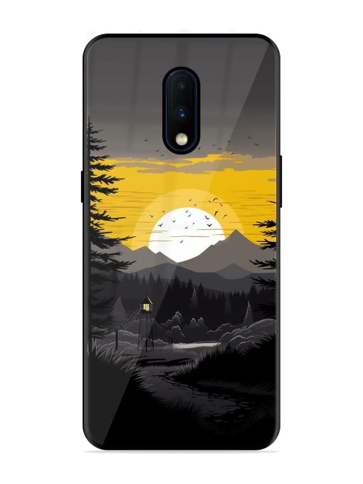 Sunset Vector Glossy Metal Phone Cover for Oneplus 7 Zapvi