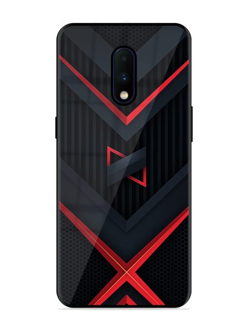 Red Gray Abstract Glossy Metal Phone Cover for Oneplus 7 Zapvi