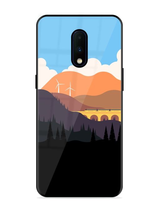 Minimal Mountain Vector Glossy Metal Phone Cover for Oneplus 7