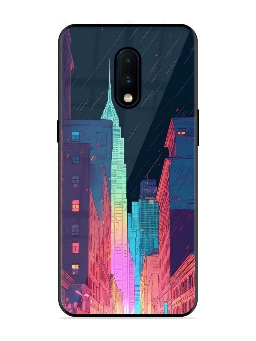 Minimal City Art Glossy Metal Phone Cover for Oneplus 7