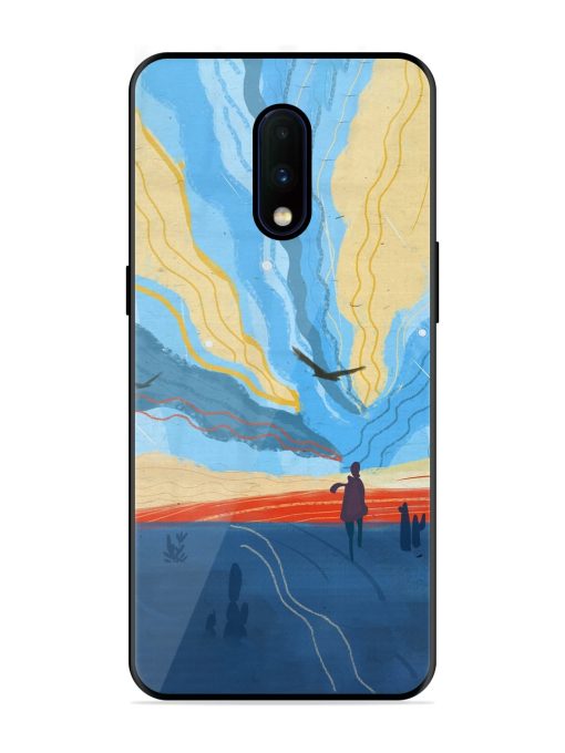 Minimal Abstract Landscape Glossy Metal Phone Cover for Oneplus 7