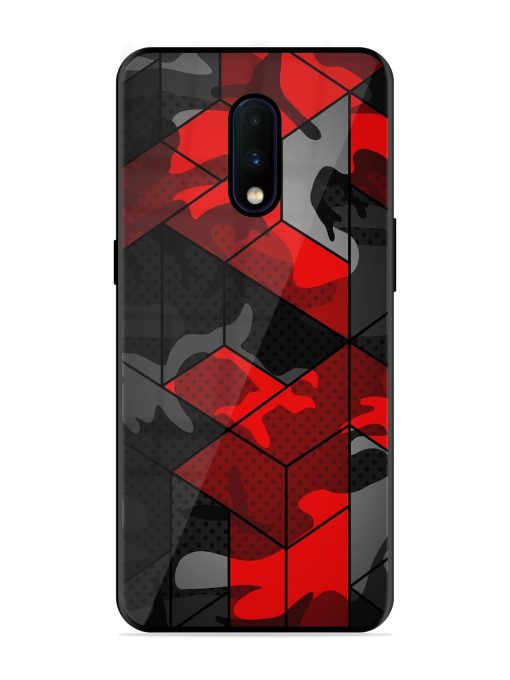 Royal Red Camouflage Pattern Glossy Metal Phone Cover for Oneplus 7