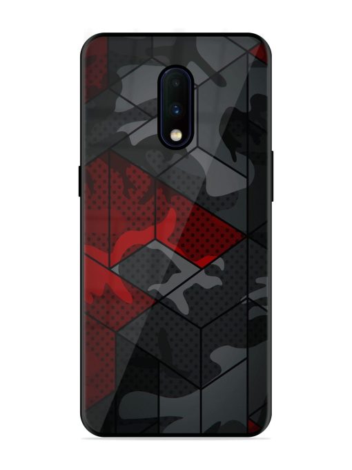 Red And Grey Pattern Glossy Metal Phone Cover for Oneplus 7