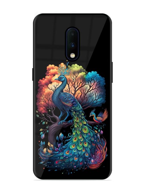 Peacock Tree Art Glossy Metal Phone Cover for Oneplus 7 Zapvi