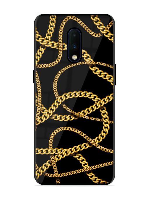 Decorative Golde Chain Glossy Metal Phone Cover for Oneplus 7 Zapvi