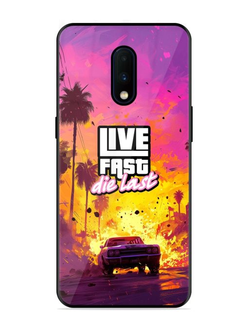 Live Fast Glossy Metal Phone Cover for Oneplus 7 Zapvi