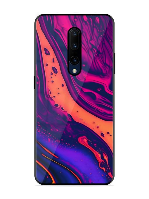 Fluid Blue Pink Art Glossy Metal Phone Cover for Oneplus 7 Pro Zapvi