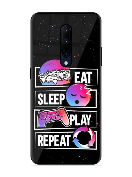 Eat Sleep Play Repeat Glossy Metal Phone Cover for Oneplus 7 Pro Zapvi