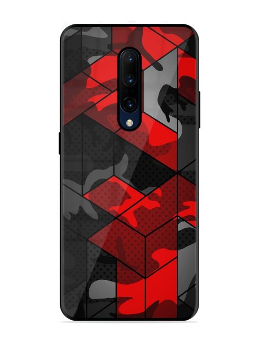 Royal Red Camouflage Pattern Glossy Metal Phone Cover for Oneplus 7 Pro Zapvi