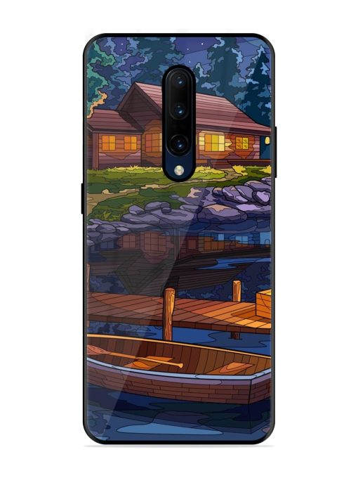 Village Night Scene Glossy Metal Phone Cover for Oneplus 7 Pro Zapvi