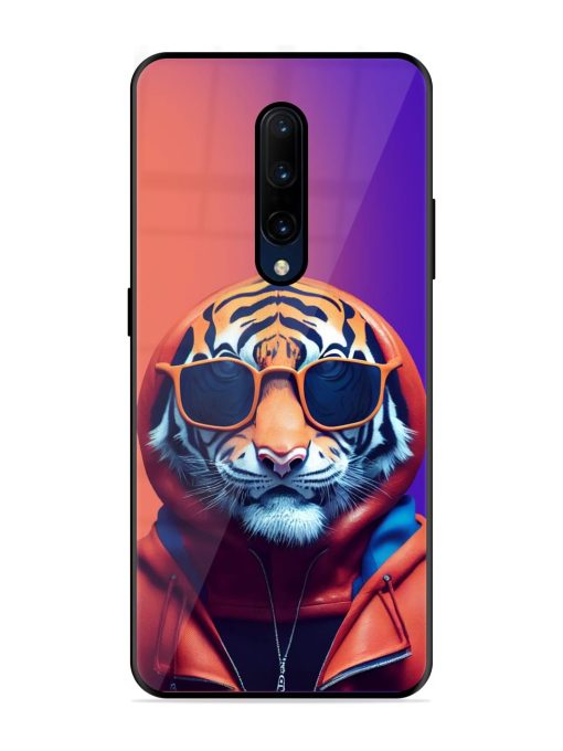 Tiger Animation Glossy Metal Phone Cover for Oneplus 7 Pro Zapvi