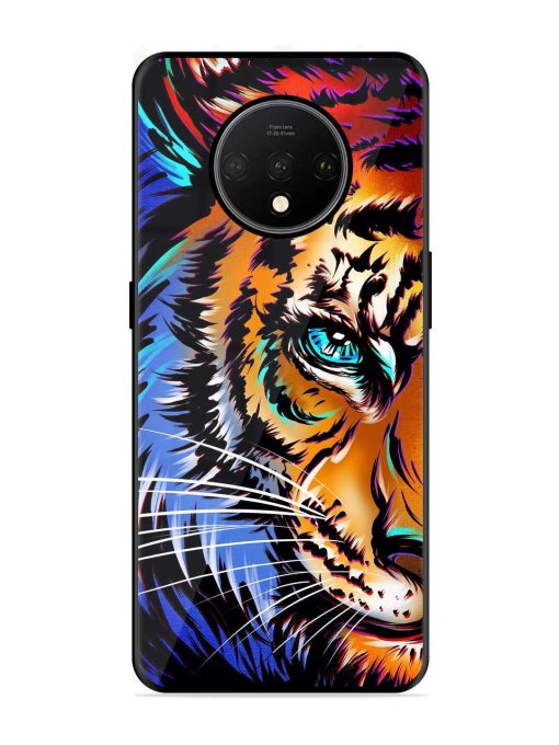 Colorful Lion Art Glossy Metal Phone Cover for Oneplus 7T Zapvi