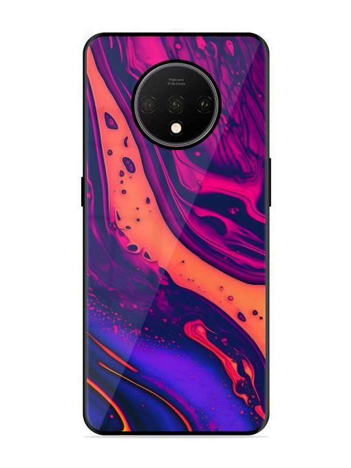 Fluid Blue Pink Art Glossy Metal Phone Cover for Oneplus 7T Zapvi