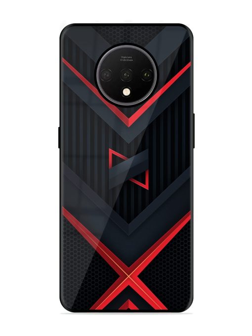 Red Gray Abstract Glossy Metal Phone Cover for Oneplus 7T Zapvi