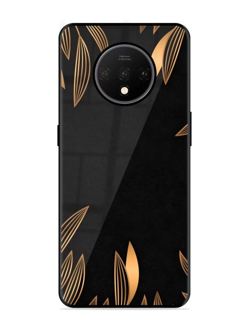 Golden Leaf Pattern Glossy Metal Phone Cover for Oneplus 7T Zapvi