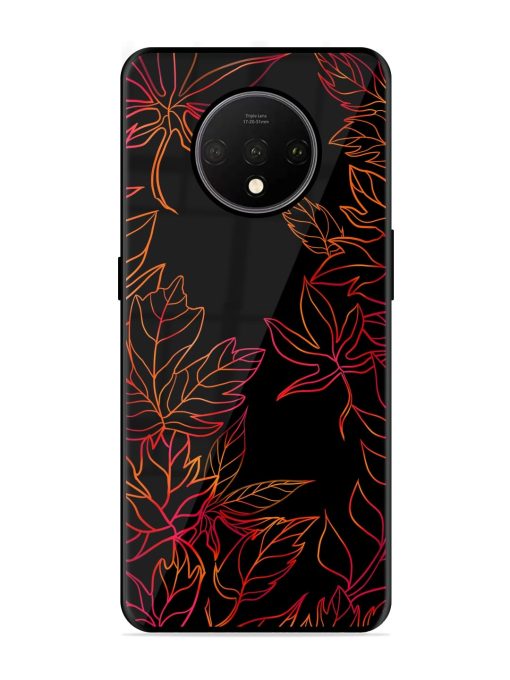 Red Floral Pattern Glossy Metal Phone Cover for Oneplus 7T Zapvi