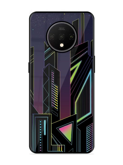 Neon Dreamscape Glossy Metal Phone Cover for Oneplus 7T Zapvi