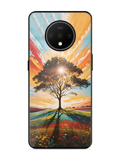 Abstract Tree Colorful Art Glossy Metal Phone Cover for Oneplus 7T Zapvi